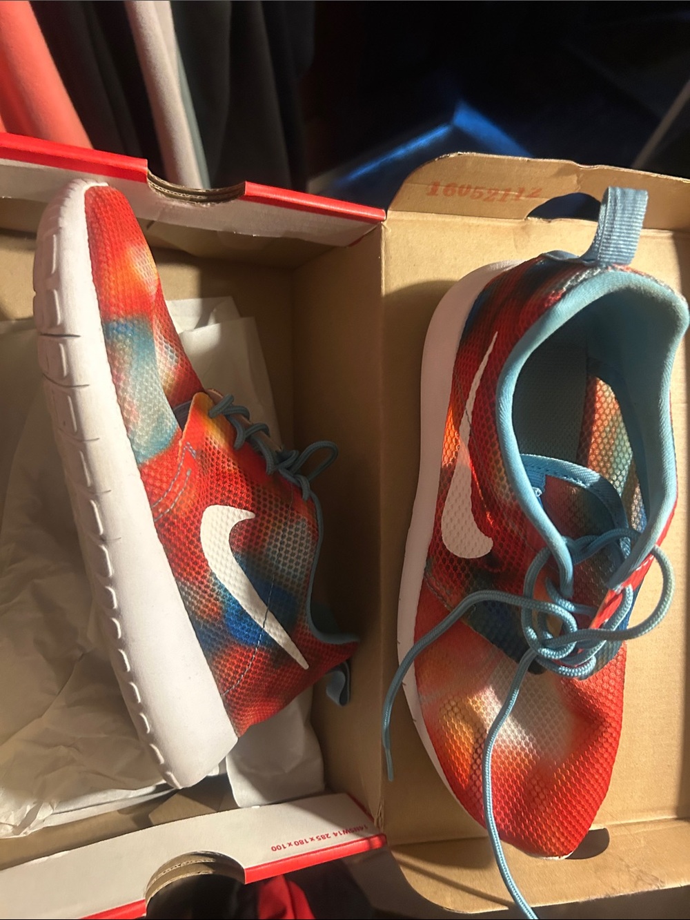 Nike womans Redish Orange & Blue Roshe